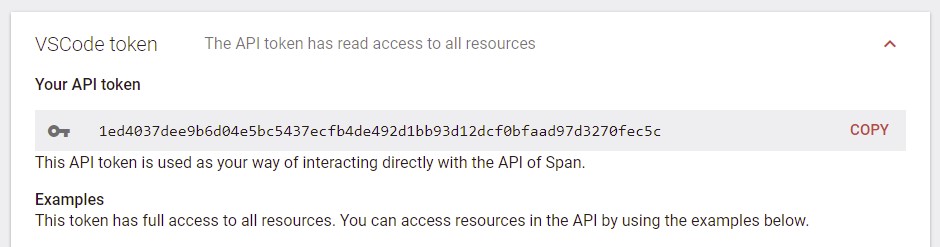 Copy your API token